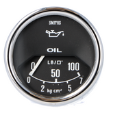 Smiths Classic Mechanical 52mm Oil Pressure Gauge 1/2 Round Chrome Bezel - Black Face