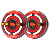 Car Builder Solutions 140mm LED Round 5-Function Rear Lamps (Pair) - SKU RL169 with dynamic indicator