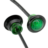 GREEN Micro 28mm Round Push in LED Lamps PAIR