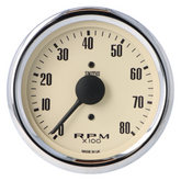 Smiths Classic 80mm Tachometer - 1/2 Round Chrome Bezel - Magnolia Face