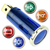 Small Chrome Bezel Warning Light Series - Rear Fog, Indicator, Brake, ECU, and More