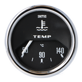 Smiths Classic Water Temperature Gauge - Black Face - Chrome Bezel