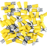 Yellow Pre Half Insulated Crimp 1/4" Female Spade Terminals 50pcs - Car Builder Solutions