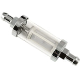 Fuel Filter Glass & Chrome With 10mm Hose Tails 108mm - Car Builder Solutions