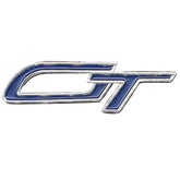 Chrome and Blue Enamel Self Adhesive Script GT Badge - Car Builder Solutions