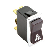 Illuminated Hazard Rocker Switch Black With Chrome Bezel - Car Builder Solutions
