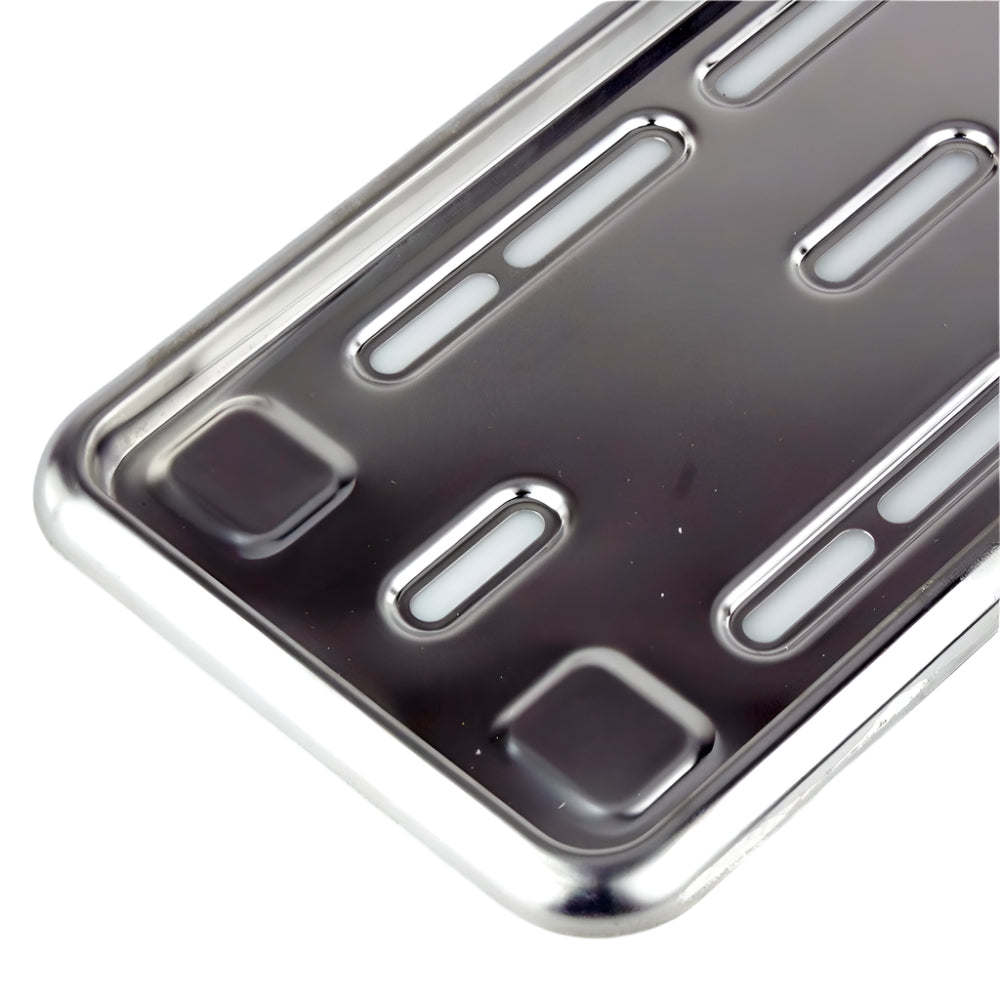 RTG Automotive Single Stainless Steel Number Plate Surround Frame - Silver Chrome