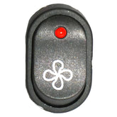 Oval Rocker Switch Illuminated Red Fan - Car Builder Solutions