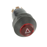 Illuminated Push Button Hazard Switch Red Circular With Rubber Splash Proof Cover - Car Builder Solutions