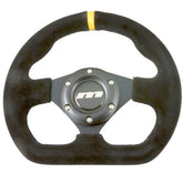 250mm Flat Bottomed Alcantara Steering Wheel Black Spokes - Car Builder Solutions