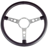 17" Italian Styled Black Leather Steering Wheel With Natural Aluminium Centre - Car Builder Solutions