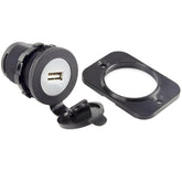 Single USB Charger Socket 12V or 24V Black - Car Builder Solutions