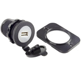 Single USB Charger Socket 12V or 24V Black - Car Builder Solutions