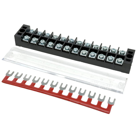 12 Way  35 Amp Distribution Busbar With Cover and Link Strip