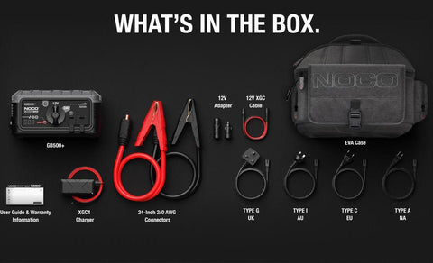 Jump Starter - NOCO Ultra Safe Lithium - 12v/24v - GB500+ - 20000A