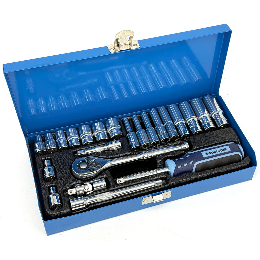 23 Piece Chrome Vanadium 1/4" drive Socket Set