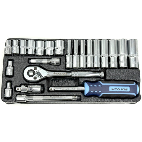 23 Piece Chrome Vanadium 1/4" drive Socket Set