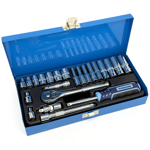 23 Piece Chrome Vanadium 1/4" drive Socket Set