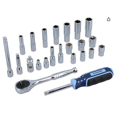 23 Piece Chrome Vanadium 1/4" drive Socket Set