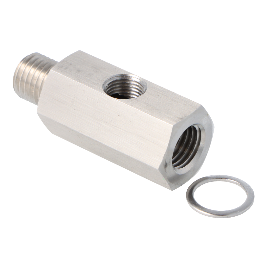 Stainless Steel Oil Pressure T Piece M12 x 1.5 Male and Female 1/8" NPT  in the side