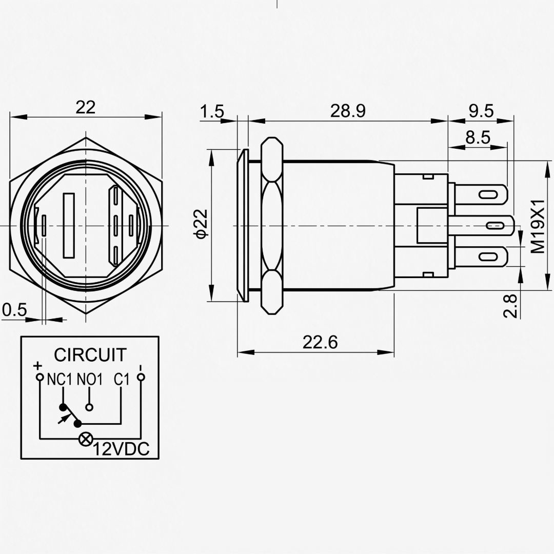 Brake Test Switch Illuminated Black Bezel - Car Builder Solutions