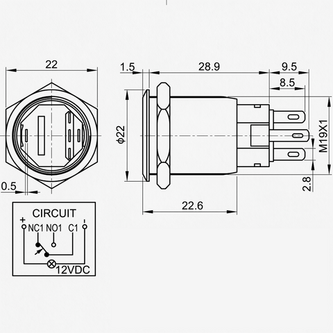 Brake Test Switch Illuminated Black Bezel - Car Builder Solutions