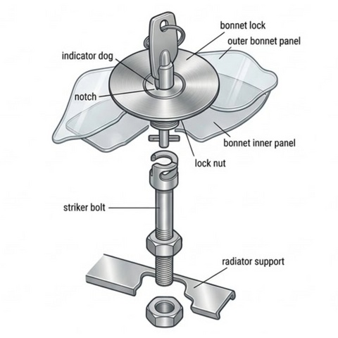 Stainless steel Chrome Locking Bonnet Pin Kit