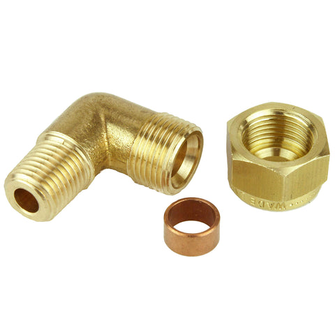 1/4" NPT 90 degree Brass Compression Union For 10mm pipe