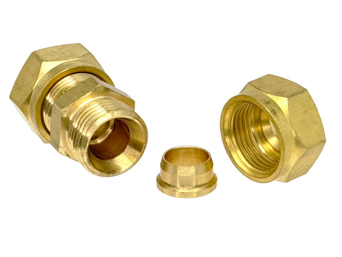 Brass Compression Union For 3/8" Copper , Nylon or Steel Pipe