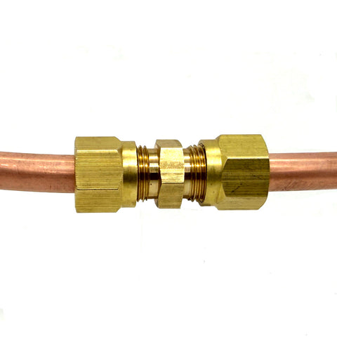 Brass Compression Union For 6mm Copper , Nylon or Steel Pipe