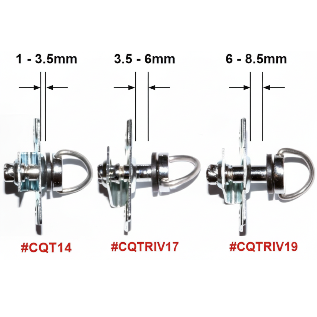 Chrome Quarter Turn Fastener with Rivets For 10mm Top Panels - Car Builder Solutions