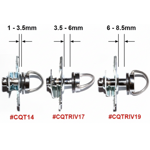 Chrome Quarter Turn Fastener with Rivets For 10mm Top Panels - Car Builder Solutions