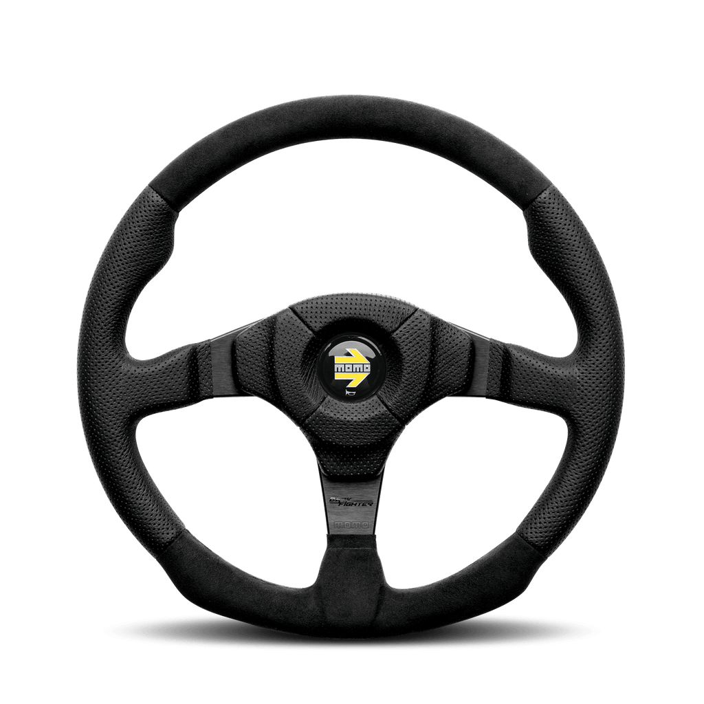 MOMO Dark Fighter 350mm Steering Wheel: Leather & Wood | Enhance
