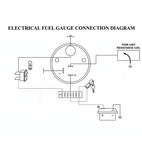 Fuel Gauge Complete With Sender - Choose Colour
