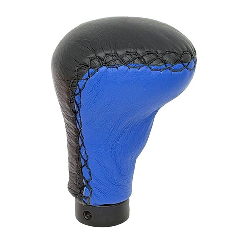 Blue and Black Leather Sculptured Universal Gear Knob