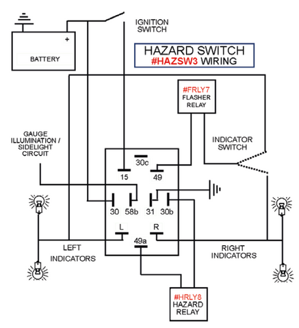 Black Illuminated Push Button Hazard Switch Round