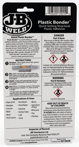 JB WELD Black Two Part Plastic Bonder