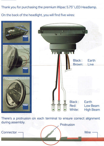 WIPAC LED PAIR Replacement 5 3/4" Headlamp Main, Dip and Side 12v - 24v