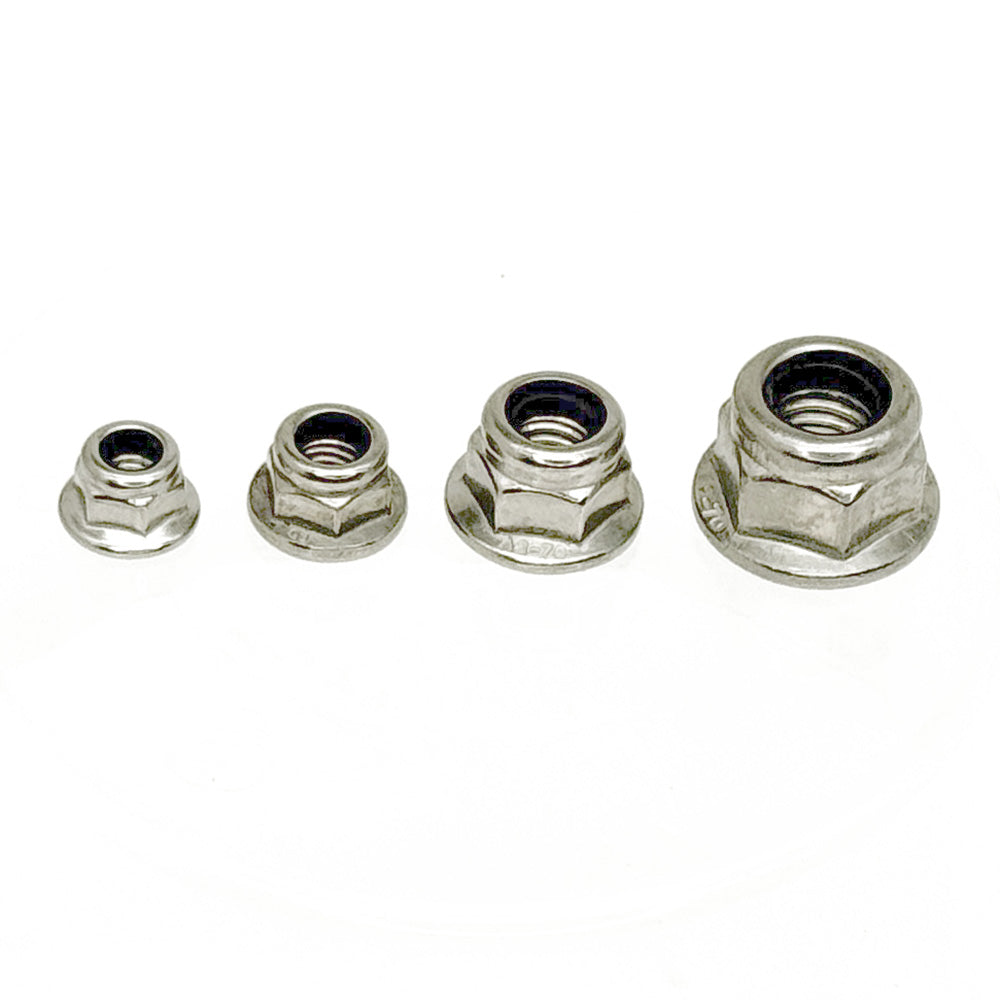 Stainless Nyloc Flange Nuts Pack Of 10 - Various Sizes