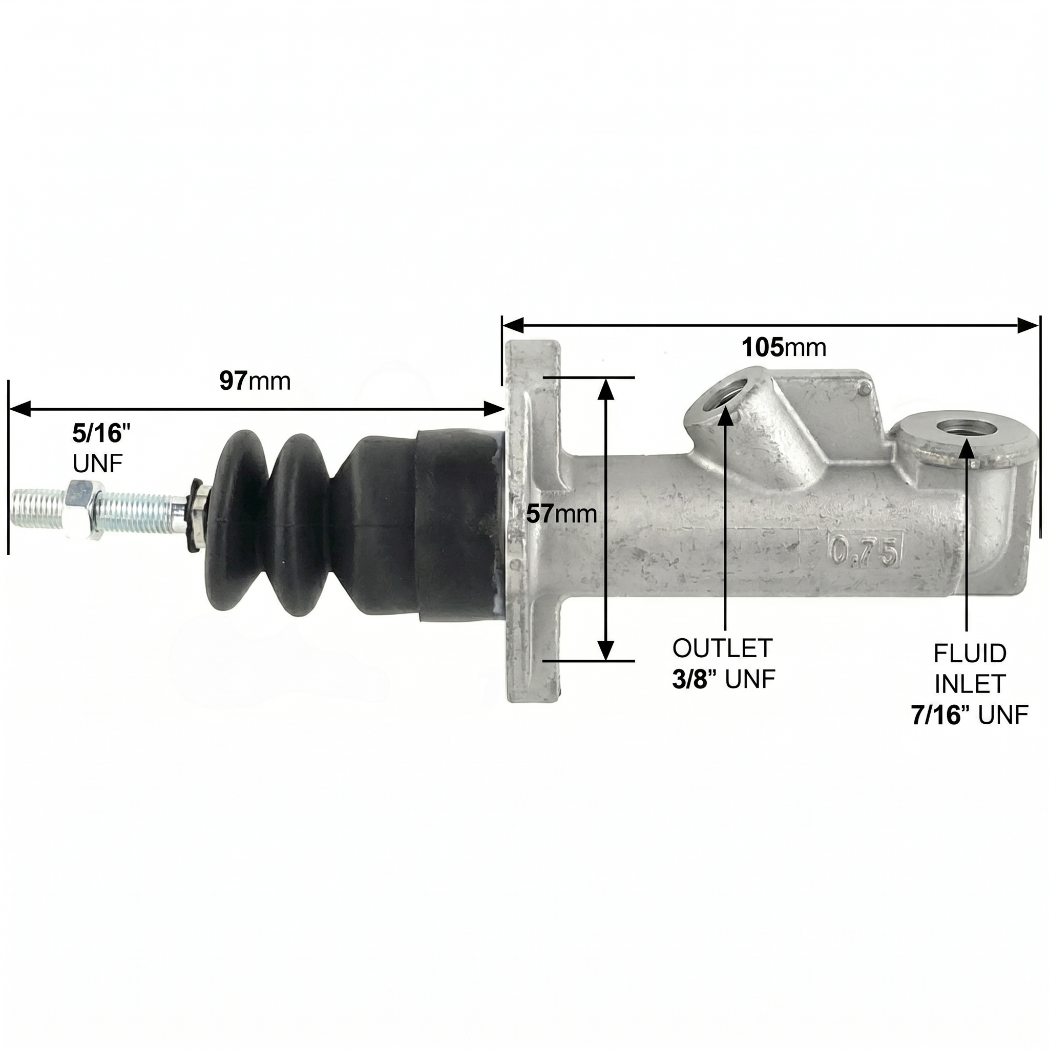 0.5" Brake and Clutch Master Cylinder without Reservoir - Car Builder Solutions