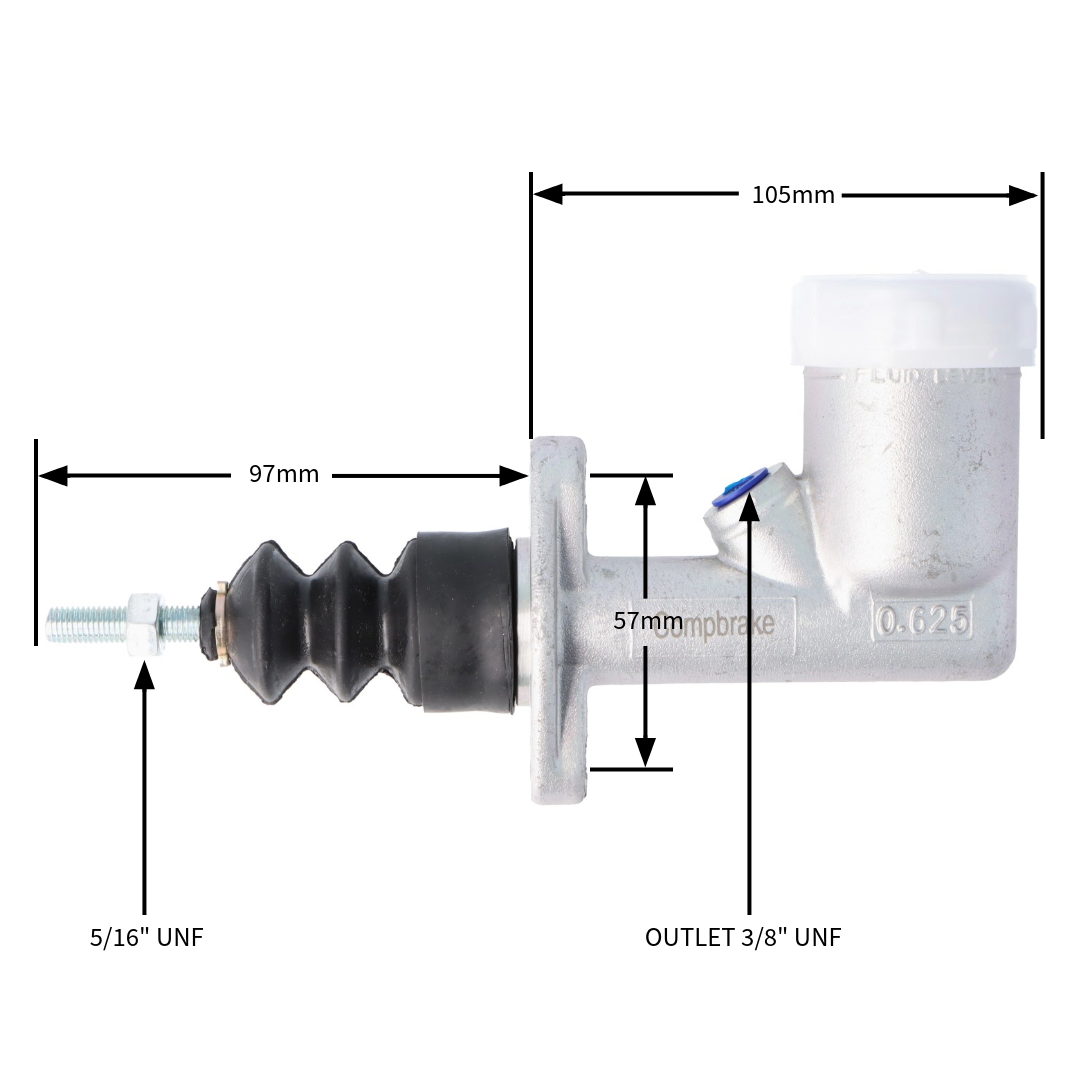 0.625 Brake and Clutch Master Cylinder With Reservoir - Car Builder Solutions