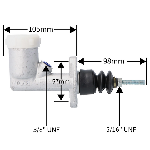 Brake and Clutch Master Cylinder 0.75" (3/4") Bore with Reservoir
