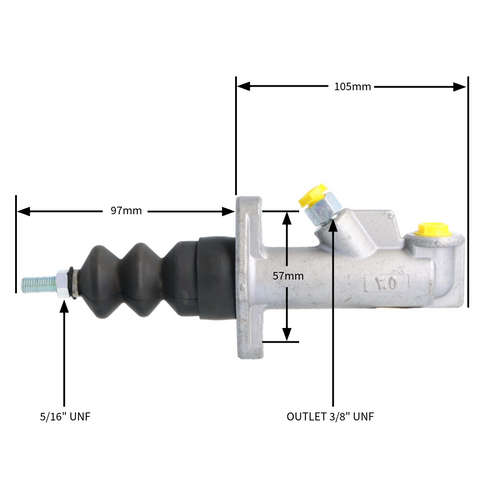 0.7" Brake and Clutch Master Cylinder without Reservoir - Car Builder Solutions