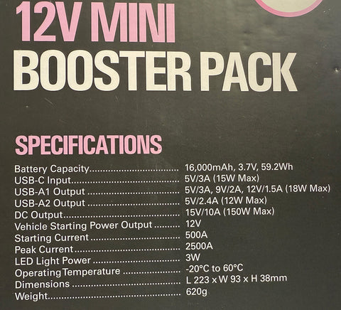 12v Lipo Portable Mini Jump Start Booster Pack 500A