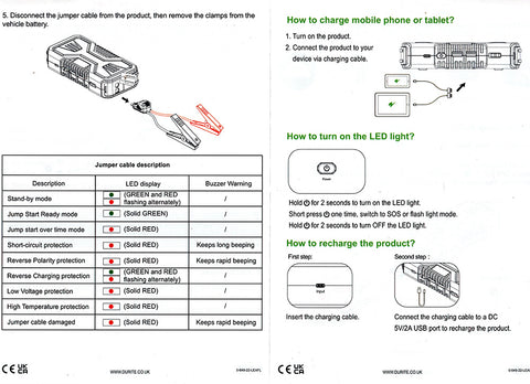 12v Lipo Portable Mini Jump Start Booster Pack 400A