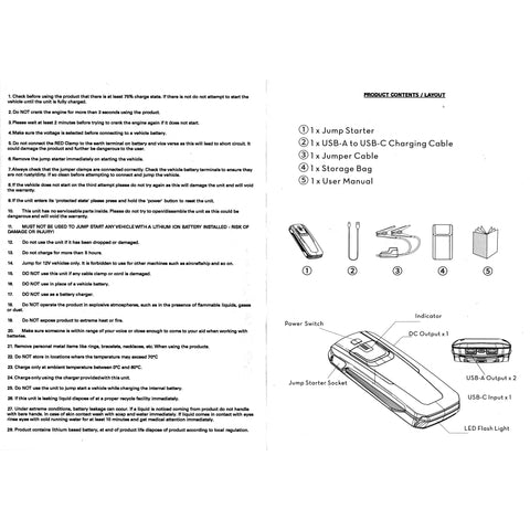 12v Lipo Portable Mini Jump Start Booster Pack 500A