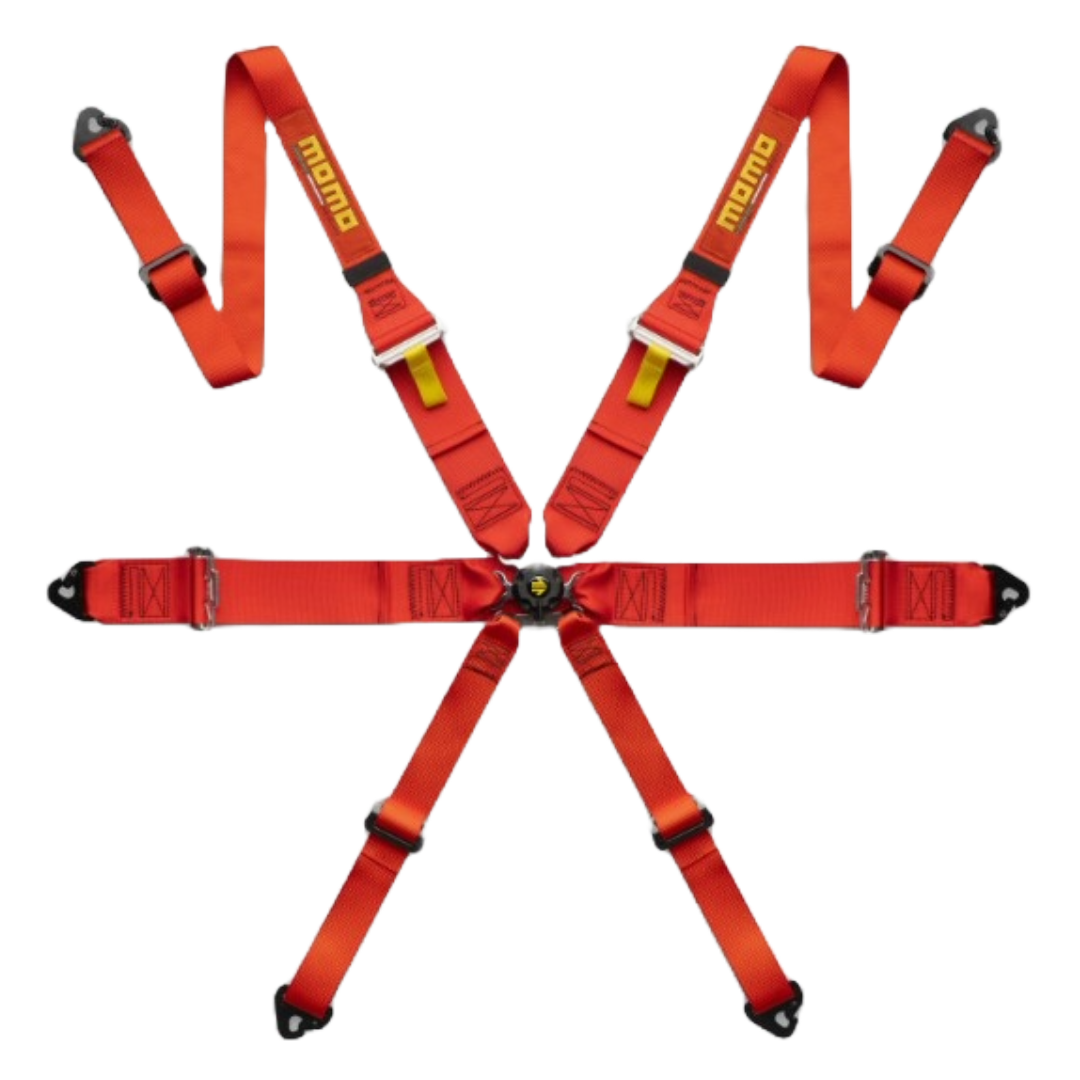 MOMO Pro Driver Racing Harnesses - 6 Point - Red