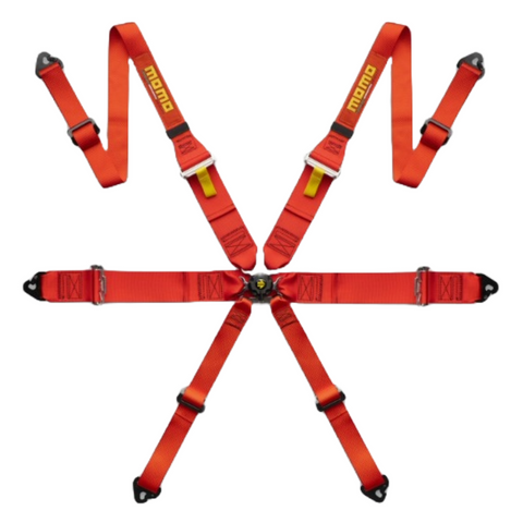 MOMO Pro Driver Racing Harnesses - 6 Point - Red
