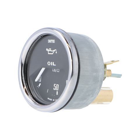Smiths Classic Electrical 52mm Oil Pressure Gauge 1/2 Round Chrome Bezel - Black Face