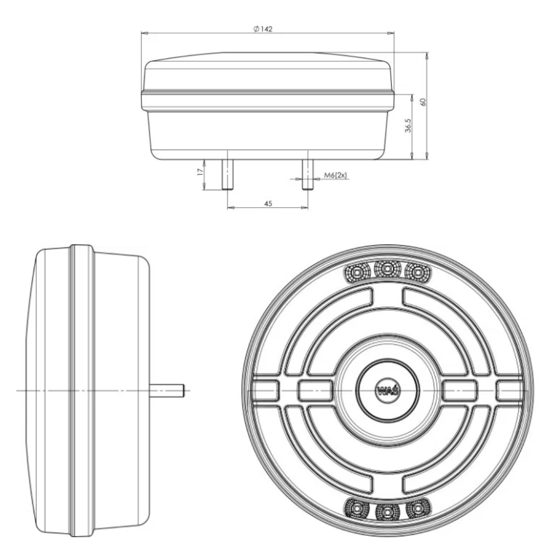 Car Builder Solutions 140mm LED Round 5-Function Rear Lamps (Pair) - SKU RL169 with dynamic indicator.